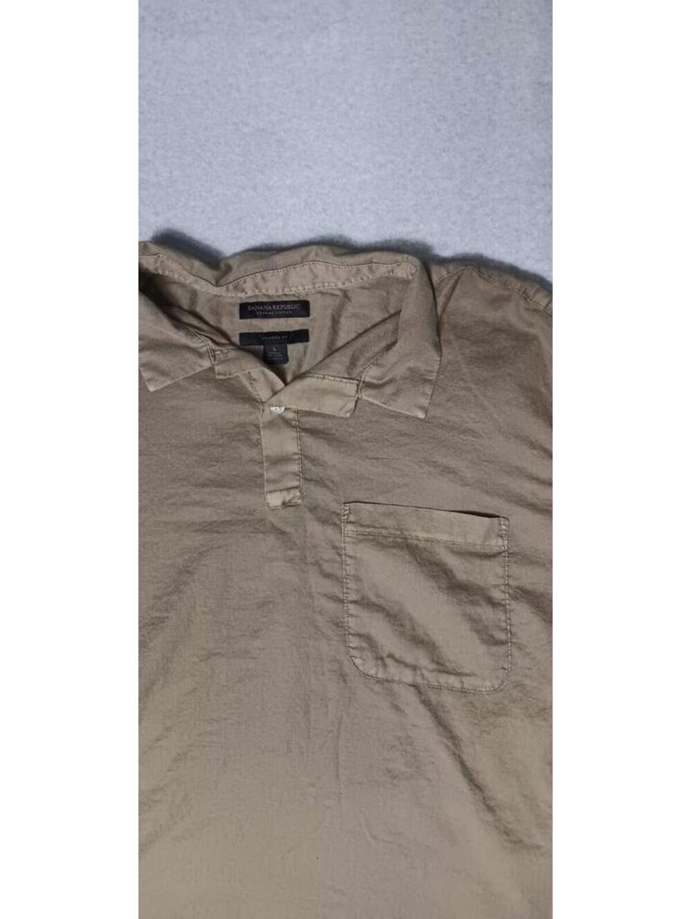 Banana Republic Organic Cotton Relaxed Fit Partial Button Shirt Mens Size Large - Picture 7 of 10